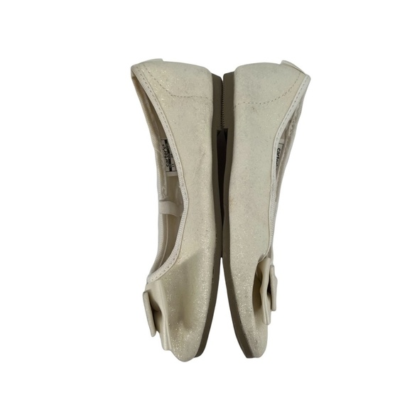 Carter's White Sparkle Big Bow 2 Slip On Ballet Flat Size 11 Girl's - Picture 3 of 8